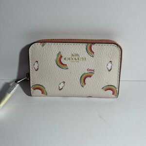 Coach Rainbows Small Zip Around Card & Coin Case With Allover Rainbow Print NWT